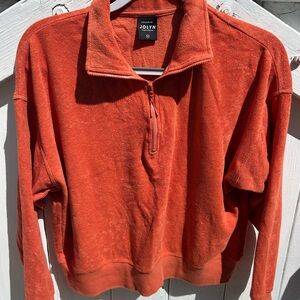 Jolyn Clothing Women's Orange Half-Zip Sweater